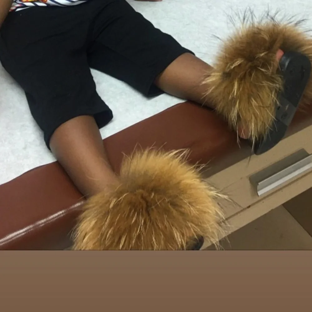 Kids Faux Fur Slippers in Brown - Cozy Slide Sandals